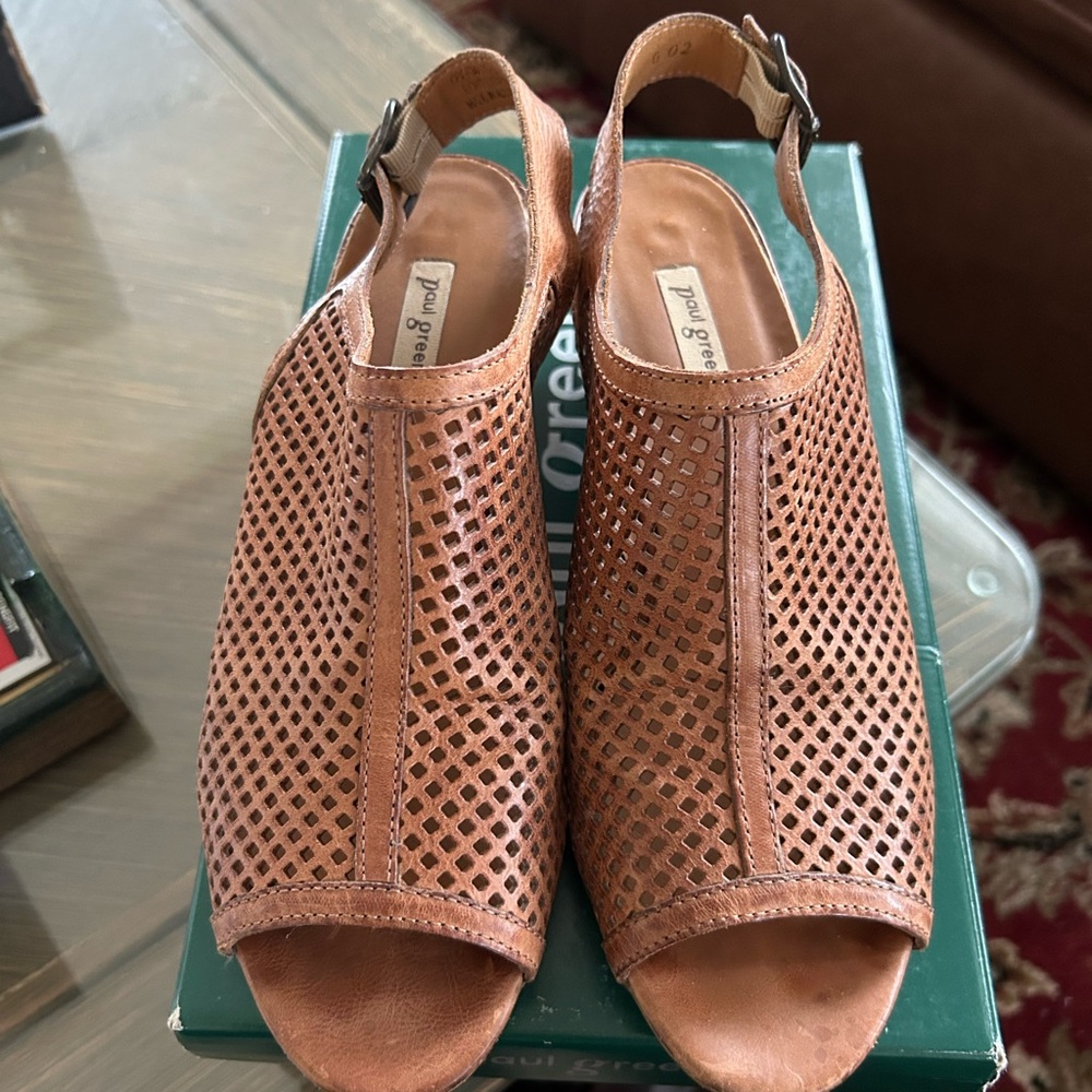 Paul Green, Lois Tan Cuoio Leather, Sandals, 7.5
